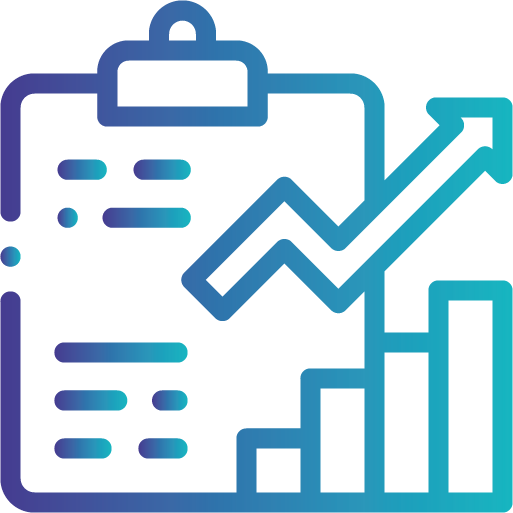 Icône représentant un rapport avec des données et une augmentation des résultats